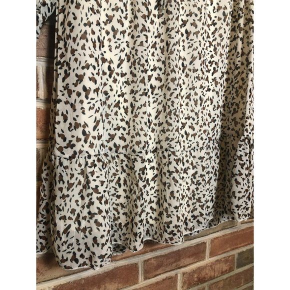 NWT Kirundo Animal Print Babydoll Empire Lined Dress Sz S Flowy Sheer 3/4 Sleeve - Picture 6 of 9